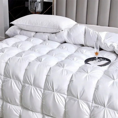 Edredón de lujo 100% plumón de ganso blanco – Duvet ligero y cálido de invierno con diseño plisado