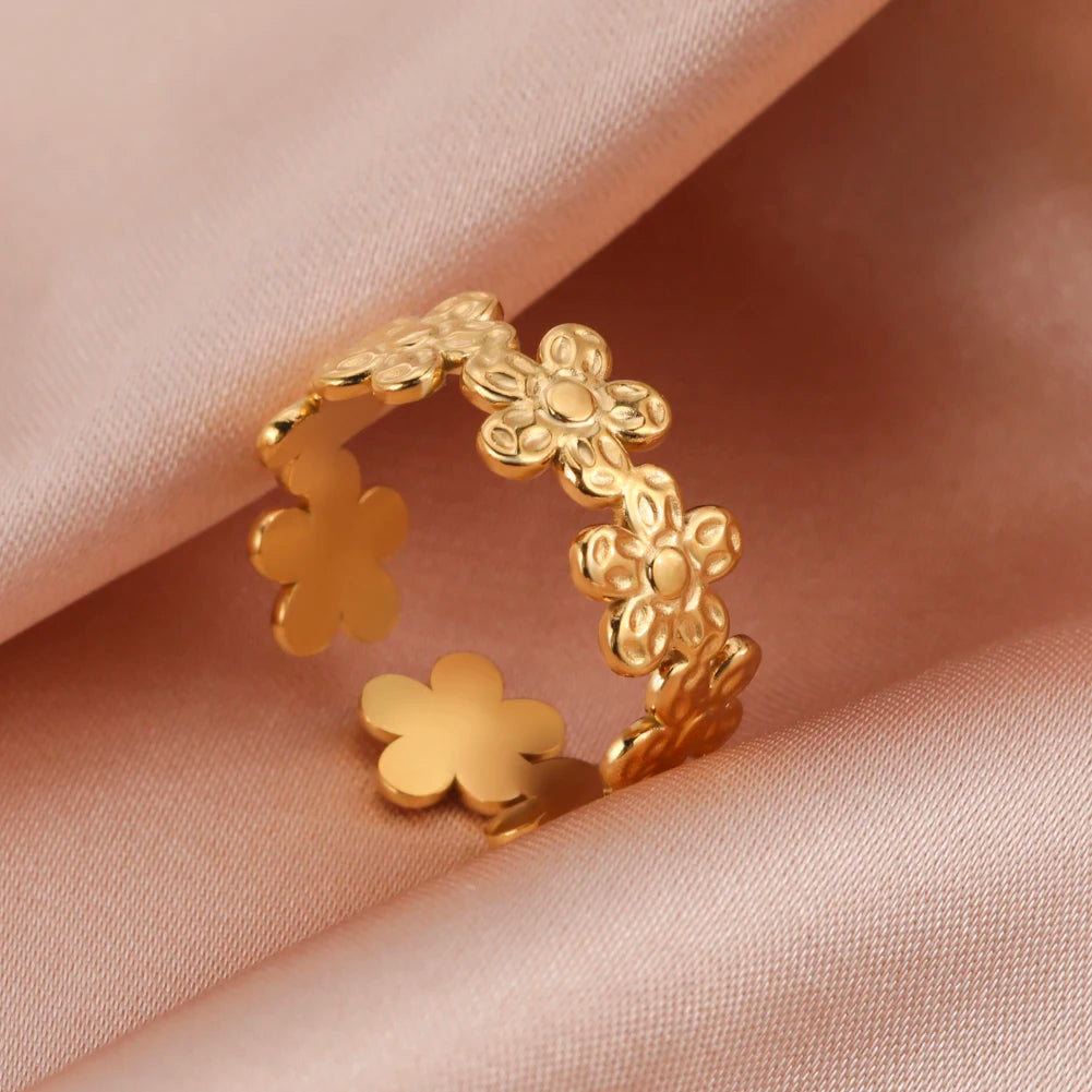 Bague Skyrim en acier inoxydable cœur géométrique pour femme, réglable, ouverte, pour fête, esthétique