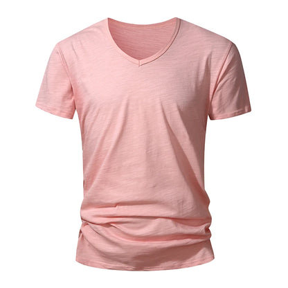 Camiseta 100% algodón para hombre – Suave, manga corta casual, transpirable, top de verano en blanco y negro para uso diario