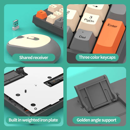 Combinación de teclado y ratón inalámbricos para juegos Shipadoo - Teclado y ratón recargables de 2.4GHz para PC, portátil y oficina