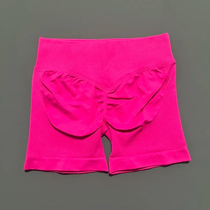 HISTELLO Pantalones cortos de yoga sin costuras de 4.5" para mujer – Pantalones cortos deportivos de talle bajo con efecto fruncido para gimnasio, fitness, correr y ropa deportiva