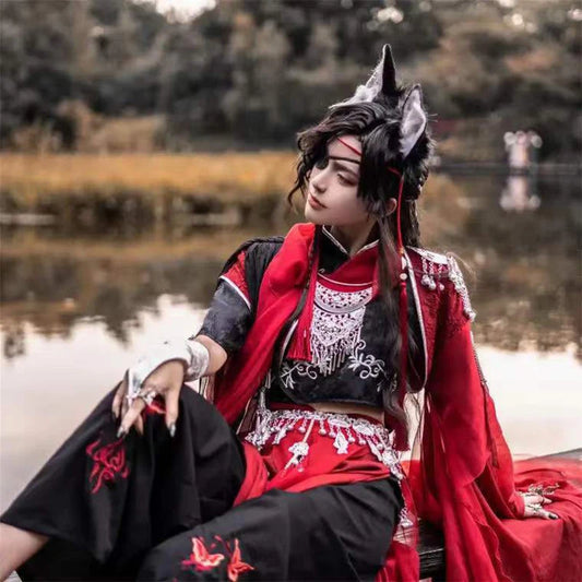 Heaven Official’s Blessing (Tian Guan Ci Fu) Disfraz de Cosplay de Hua Cheng – Traje Uniforme Hanfu Chino Rojo para Halloween, Roleplay y Eventos de Anime