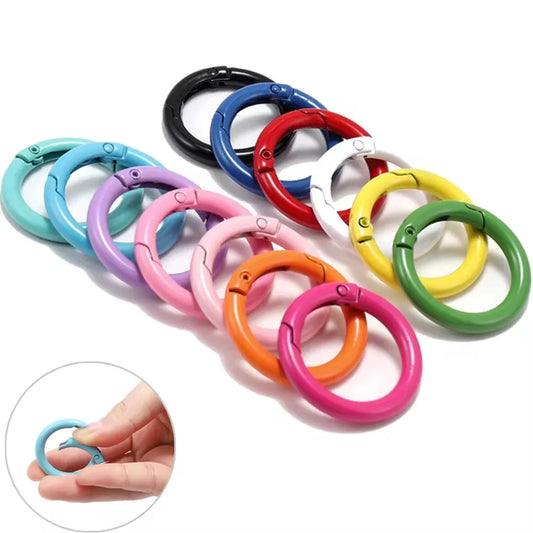 Mosquetones Redondos de Metal con Resorte (5 unidades) – Hebillas Circulares Abribles para Llaveros DIY, Cadenas de Perros y Fabricación de Joyas