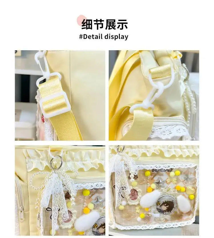 Bolsa Ita Japonesa Y2K para Mujer – Bonito Bolso de Hombro Transparente Lolita, Bolso Cruzado Grande de Exhibición DIY, Cartera de Moda Kawaii para la Escuela, Viajes y Uso Diario