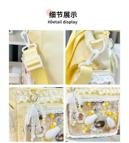 Bolsa Ita Japonesa Y2K para Mujer – Bonito Bolso de Hombro Transparente Lolita, Bolso Cruzado Grande de Exhibición DIY, Cartera de Moda Kawaii para la Escuela, Viajes y Uso Diario