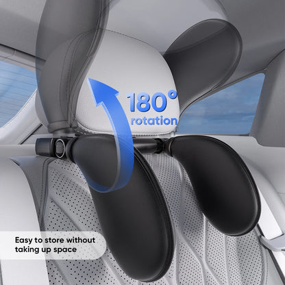 Adjustable Memory Foam Car Headrest Pillow – 180° Rotating Neck Support Cushion for Travel, Road Trips & Comfortable Car Sleeping