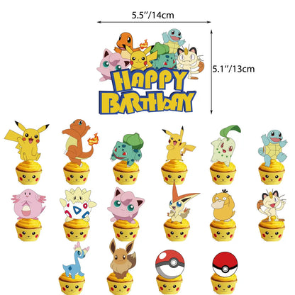 Pokémon Pikachu Birthday Party Decorations Tableware Set – Paper Cups, Plates, Tablecloth, Straws, Banner & Napkins for Kids Party Supplies