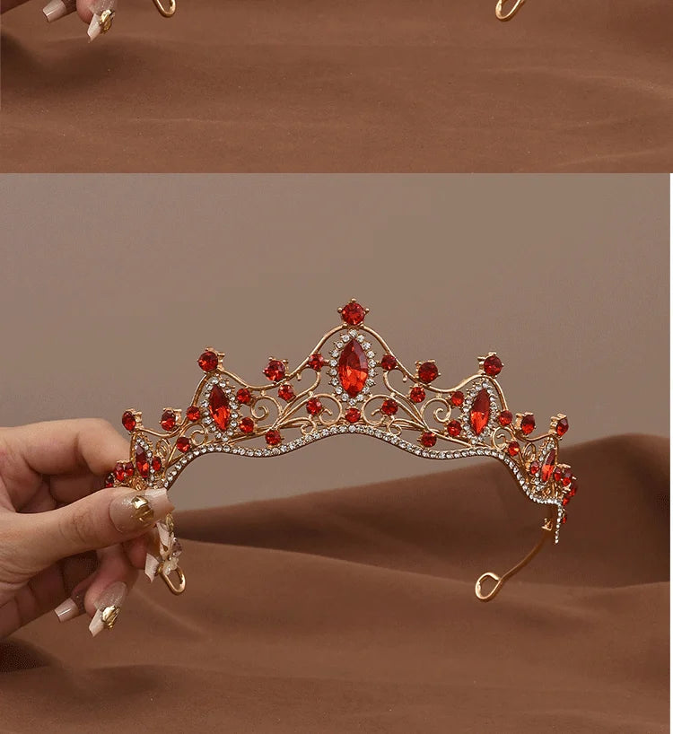 Vintage Baroque Crystal Queen Crown Tiara for Women – Rhinestone Bridal Wedding & Prom Hair Accessory