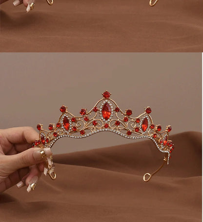 Vintage Baroque Crystal Queen Crown Tiara for Women – Rhinestone Bridal Wedding & Prom Hair Accessory