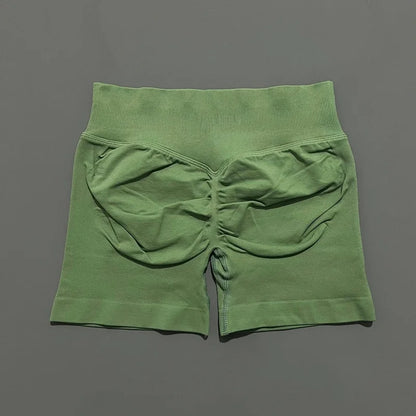 Pantalones cortos de gimnasio sin costuras con efecto Scrunch Butt para mujer – Pantalones cortos de yoga de cintura alta para correr, entrenar, fitness y ropa deportiva