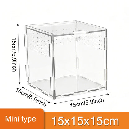 Clear Acrylic Reptile Terrarium Breeding Box – Transparent Nano Habitat Enclosure for Turtles, Arboreal Tarantulas, Bearded Dragons & Small Reptiles