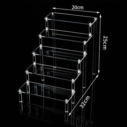 Support d'affichage en acrylique – Présentoir organisateur transparent à 1-5 niveaux pour parfums, poupées, figurines et objets de collection