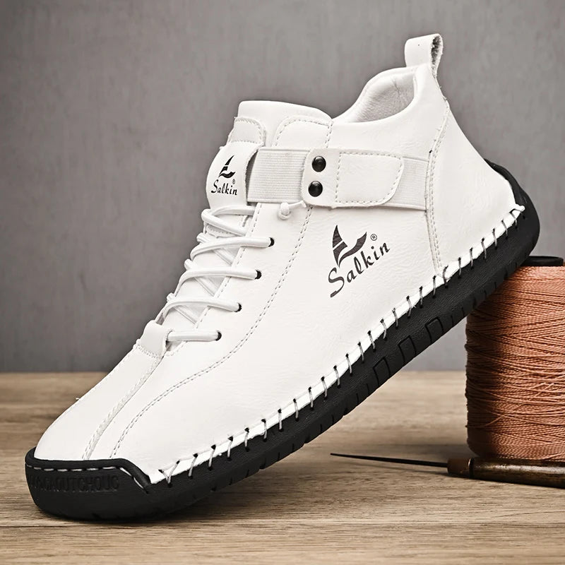 Zapatillas Casual de Cuero Hechas a Mano para Hombre – Zapatos Transpirables de Cuero Genuino, Botines de Exterior para Uso Diario