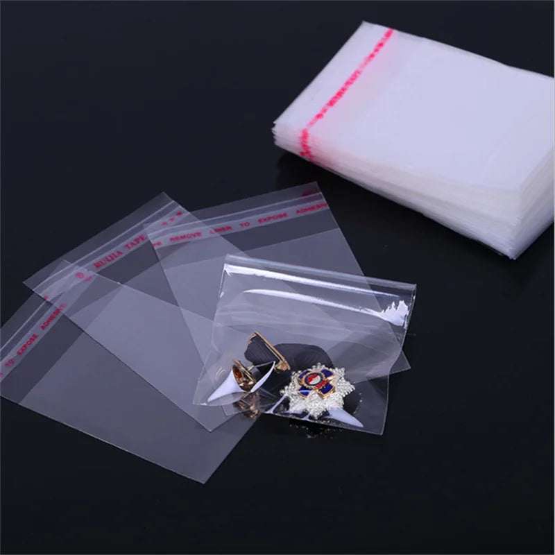 100 bolsas de plástico transparentes autosellables – Bolsas de embalaje adhesivas transparentes para joyas, dulces, galletas y pequeños regalos