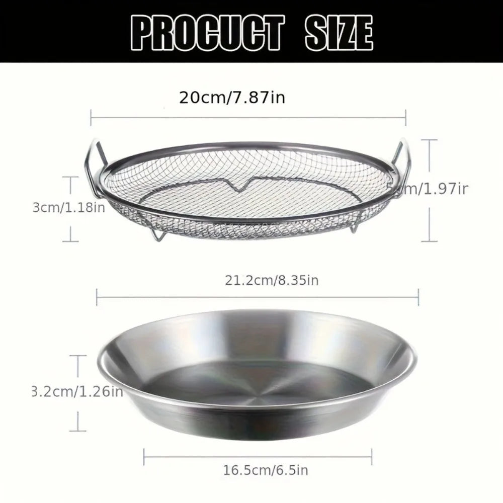 Heavy-Duty Stainless Steel Frying Rack with Tray – Foldable Metal Mesh Oil Draining Basket, Dishwasher-Safe Kitchen Cooking Tool