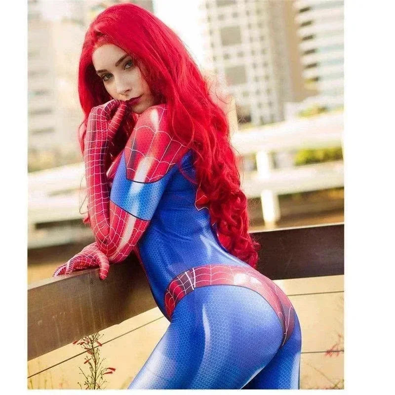 Spider Superhero Women Cosplay Costume – Black Cat 3D Print Bodysuit Jumpsuit