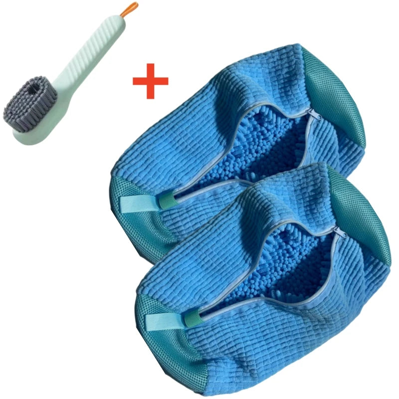 Shoe Washing Machine Bag with Cleaning Brush Set - Durable Reusable Laundry Bag for Sneakers, Running Shoes & Delicates (1, 2 or 4 Pack)