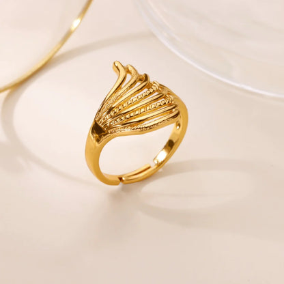 Gold Stainless Steel Starfish & Shell Ring – Adjustable Waterproof Beach-Inspired Ring for Women
