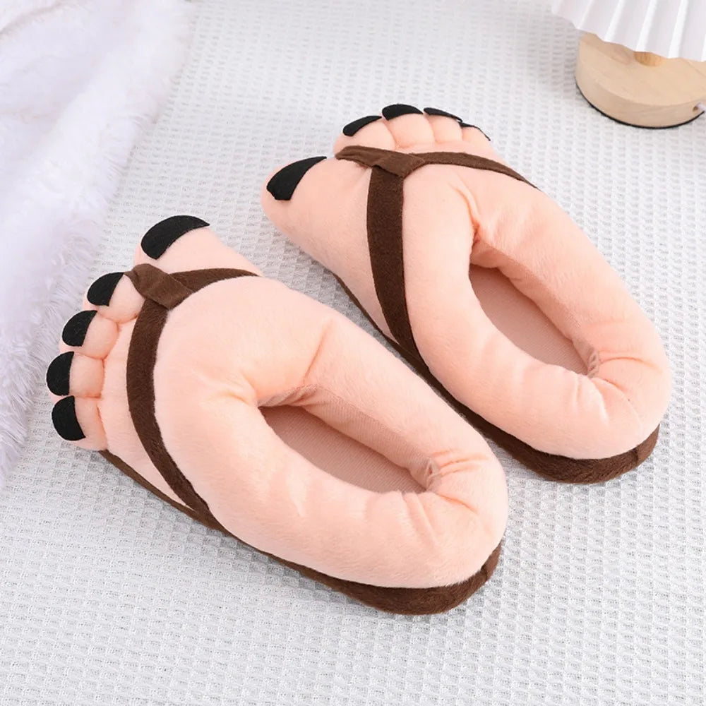 Winter Cotton Slippers for Men and Women, Funny Couple House Slides, Soft Warm Plush Indoor Slippers for Home, Cozy Oversized Feet Slippers for Cold Weather