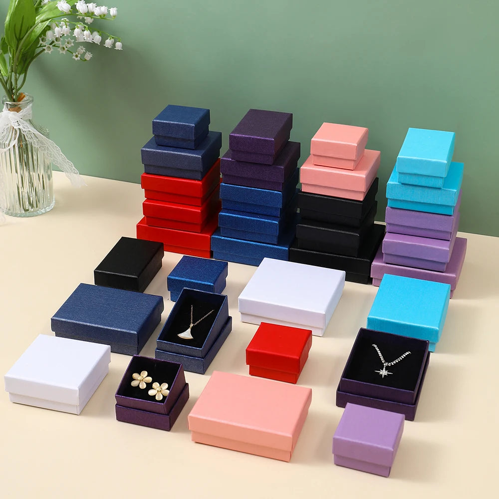 12PCS Paper Jewelry Gift Boxes for Rings, Earrings, Bracelets & Necklaces – Black & Gray Display Cases