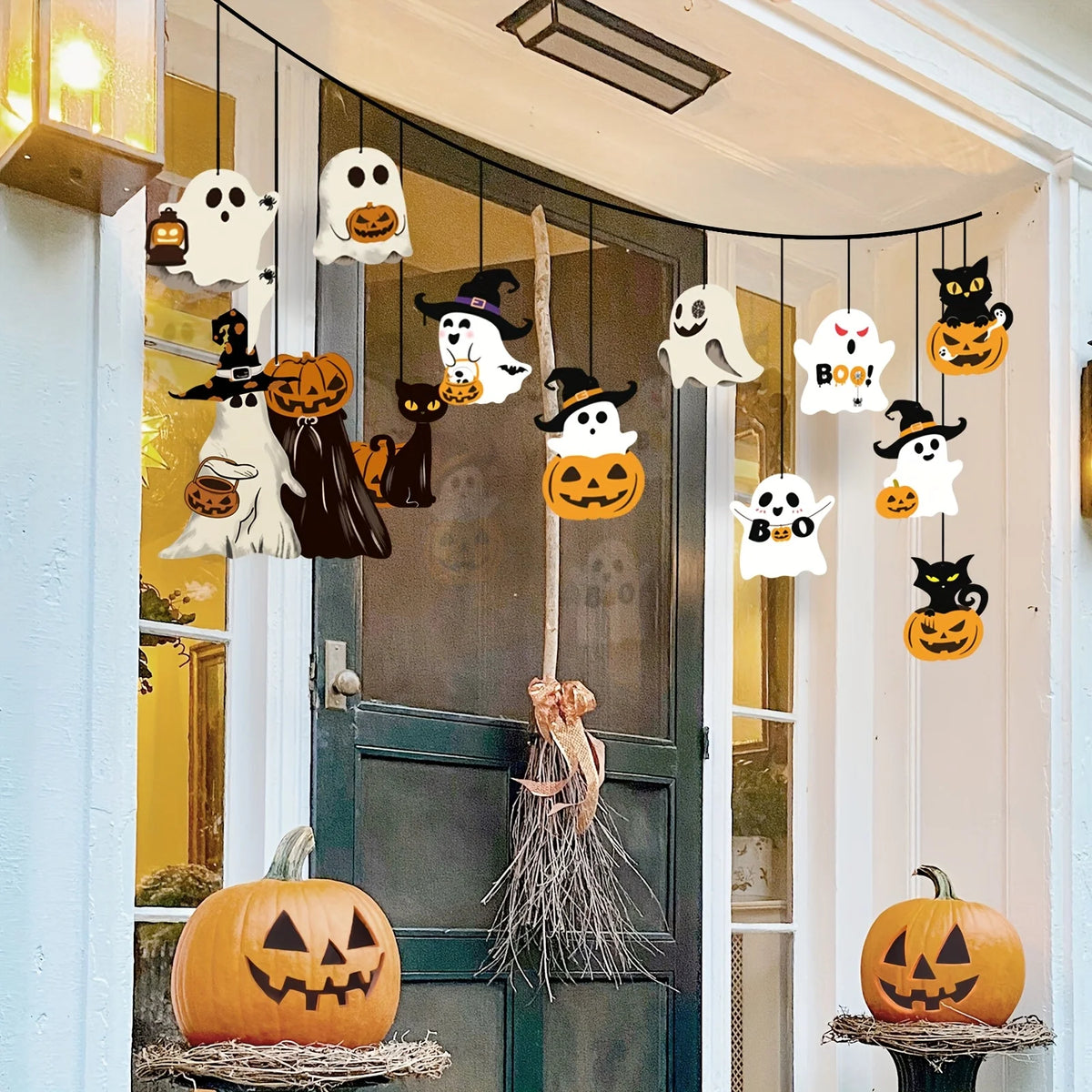12PCS Cute Paper Halloween Ghost Decorations – Hanging Ghost Party Ornaments for Home, Room, Window & Halloween Party Decor
