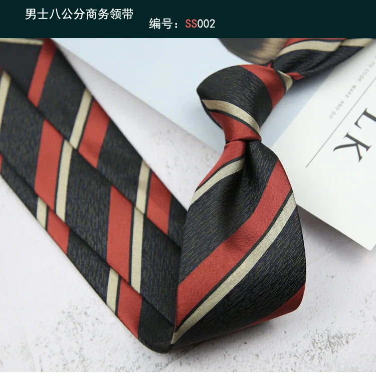 Corbata de hombre de 8 cm con rayas tejidas, formal de negocios para bodas, oficina y fiestas