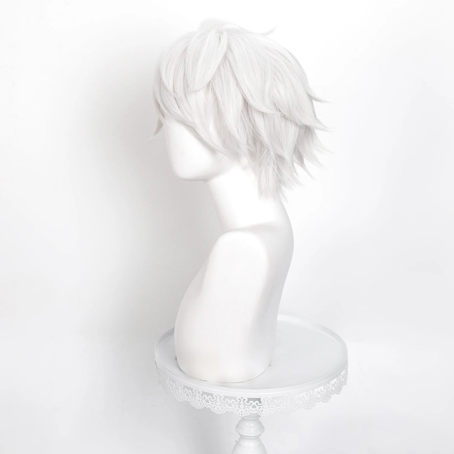 Ghostblade Inspired Silver White Cosplay Wig – Short Synthetic Anime Role Play Wig with Wig Cap