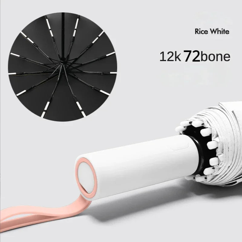 Paraguas Automático Cortavientos de 72 Huesos – Paraguas Grande Plegable para Lluvia con Protección UV para Hombres y Mujeres, Paraguas Impermeable de Alta Resistencia para Exteriores