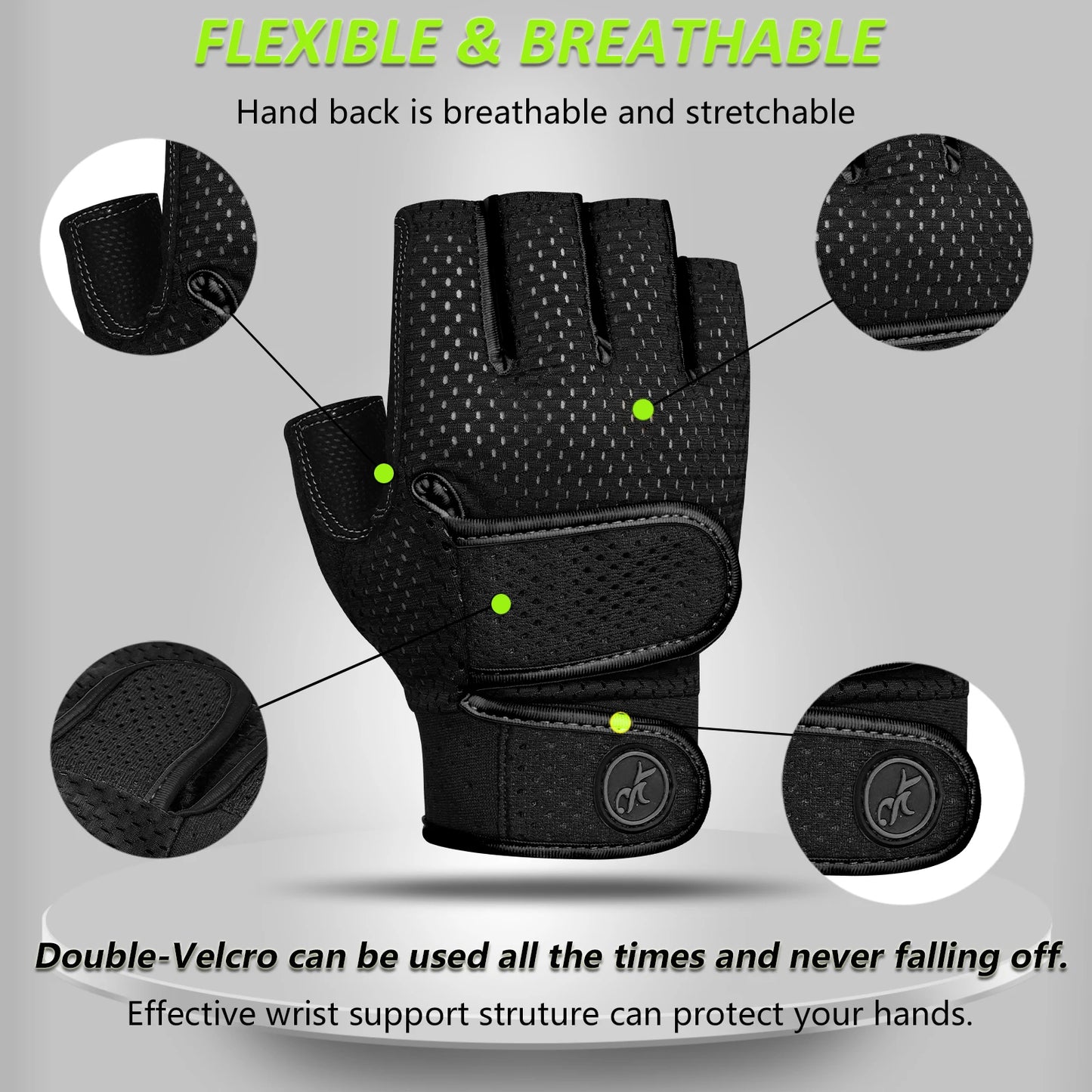 MOREOK Gym Gloves – Men's Non-Slip 3mm Padded Workout Gloves for Weightlifting, Pull-Ups, Kettlebell & Fitness Training