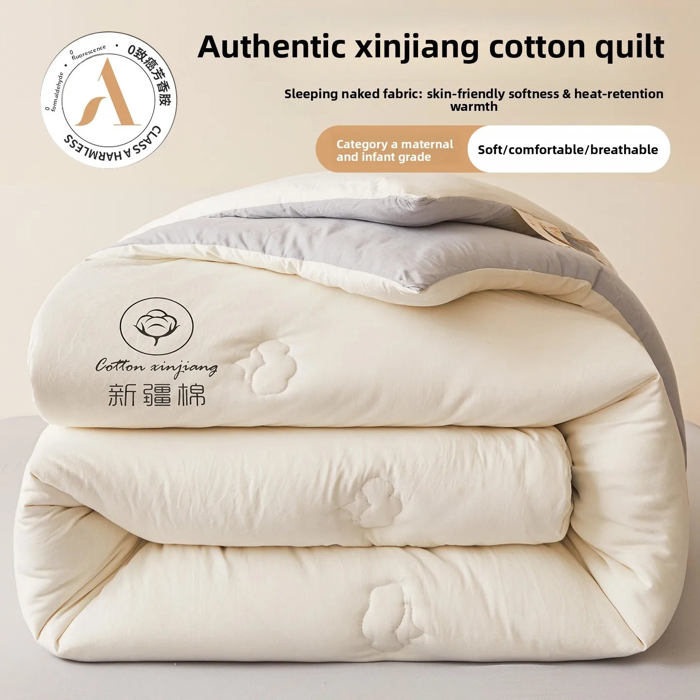 100% Cotton Filled Comforter – Soft Lightweight Warm Winter Quilt for Autumn & Cold Weather Bedding