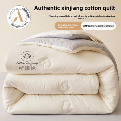 100% Cotton Filled Comforter – Soft Lightweight Warm Winter Quilt for Autumn & Cold Weather Bedding