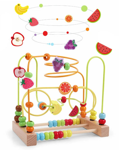 Jouet Montessori en bois de montagnes russes – Labyrinthe de perles pour bébé, boulier d'apprentissage des mathématiques pour les tout-petits de 1 à 3 ans, cadeau de développement éducatif précoce