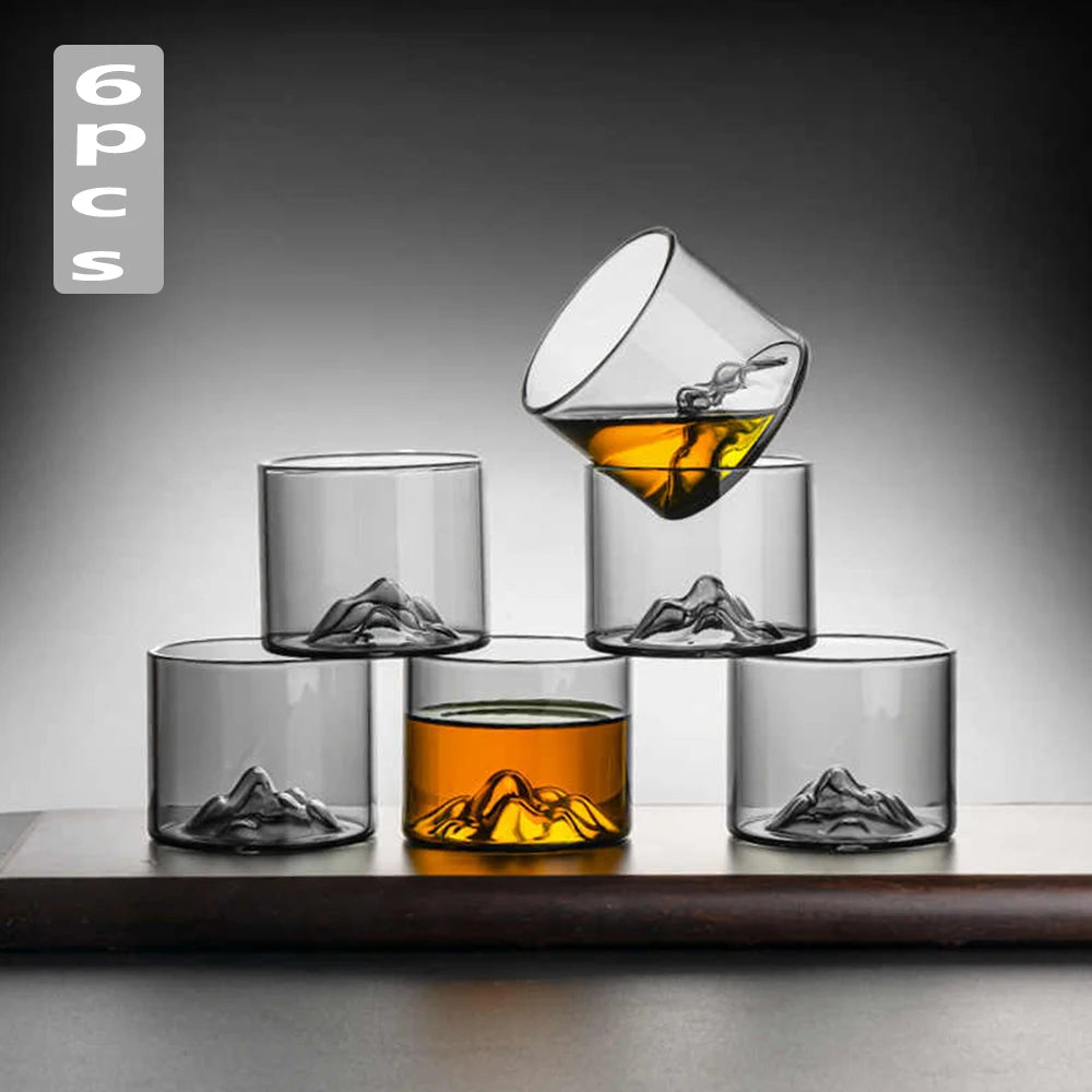 5 Oz 3D Guanshan Whiskey Glass – Transparent Crystal Drinking Cup for Whiskey, Cognac, Cocktails, Ice Wine & Bar Drinks