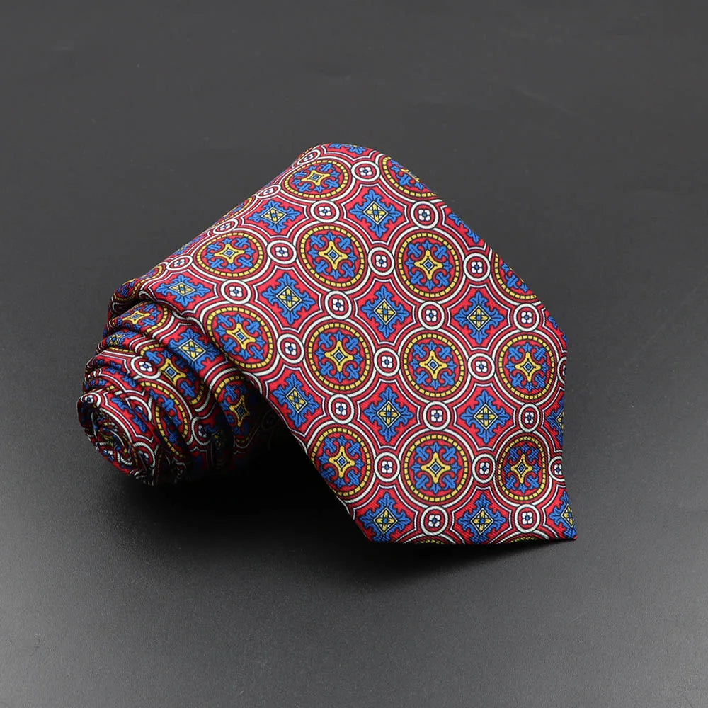 Men's 7.5cm Soft Silk Necktie – Floral & Dot Pattern Tie for Weddings, Business, Parties & Formal Wear