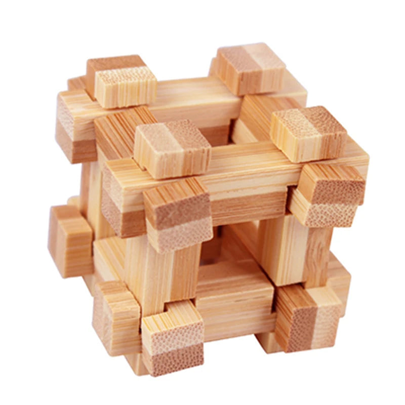 Wooden Burr Puzzle Lock – 3D Brain Teaser IQ Game, Luban Kongming Lock Interlocking Puzzle Toy, Mind Logic Challenge & Montessori Educational Toy