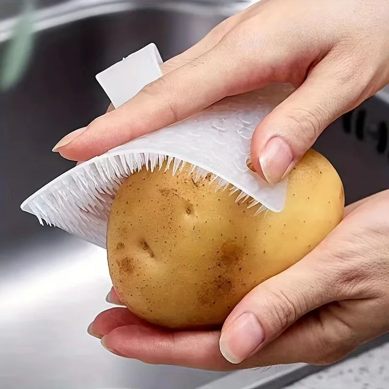 1/3PCS Multi-Purpose Fruit & Vegetable Cleaning Brush – Soft-Bristle Reusable Kitchen Scrub Brush for Potatoes, Carrots, Apples & Produce