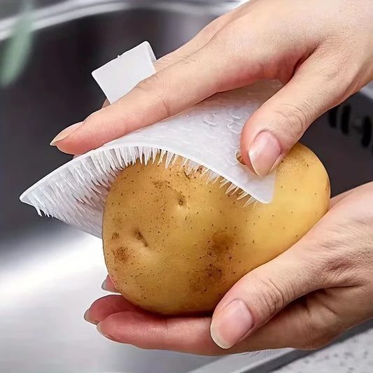 1/3PCS Multi-Purpose Fruit & Vegetable Cleaning Brush – Soft-Bristle Reusable Kitchen Scrub Brush for Potatoes, Carrots, Apples & Produce