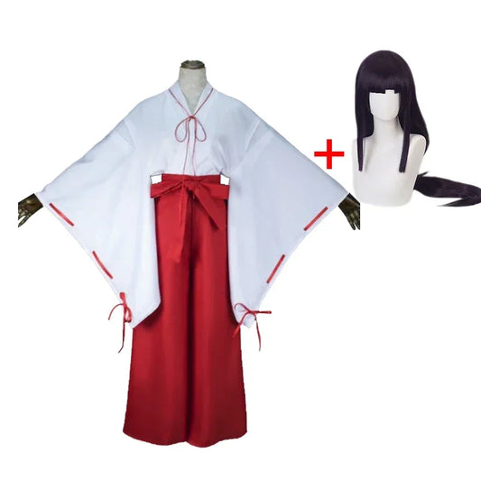 Disfraz de cosplay de Kikyo - Atuendo del personaje de anime Inuyasha | Conjunto de vestido para fiesta de Halloween/Carnaval para mujer