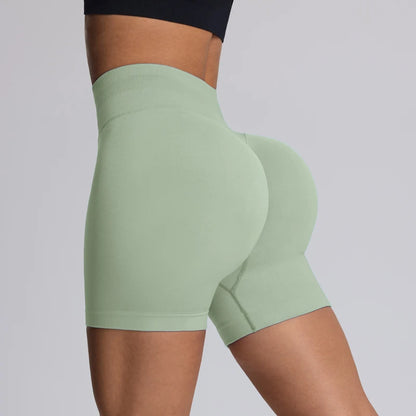 Shorts de yoga femme taille haute gainant sans couture pour l'entraînement, la salle de sport, la course et le fitness, à fort impact