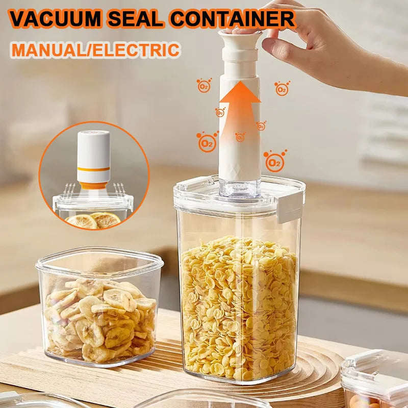 Electric Vacuum Seal Storage Container – Airtight Kitchen Canister for Coffee Beans, Tea, Cereal & Rice, Moisture-Proof Fresh Food Storage Box