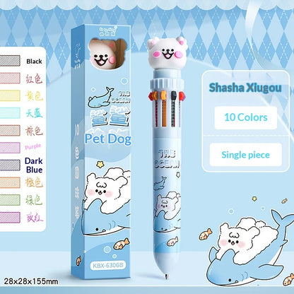 10/12-Color Kawaii Capybara Ballpoint Pen – Cute Cartoon Multicolor Writing Pen for Notes, Drawing, School Supplies & Student Gifts