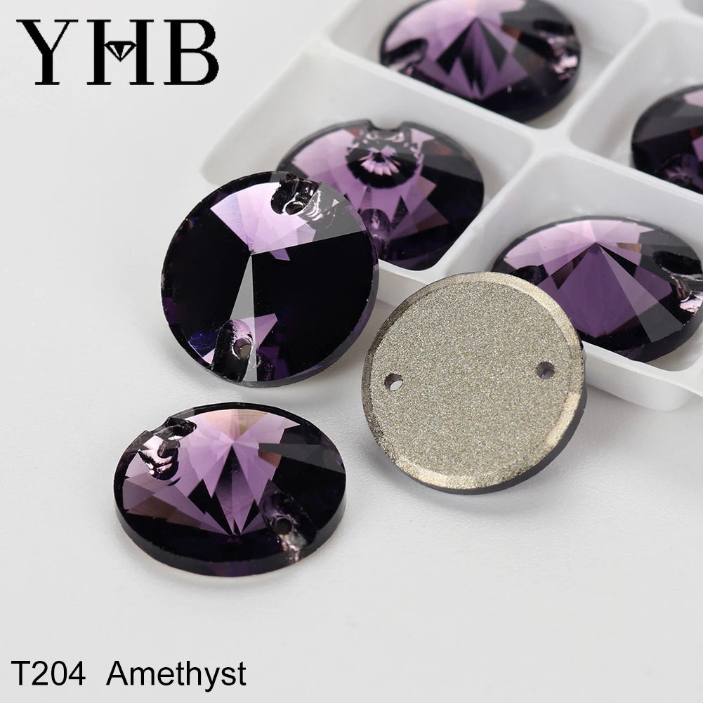 Strass à coudre YHB Crystal Rivoli – Pierres à coudre plates en verre pour vêtements, sacs et artisanat de bricolage