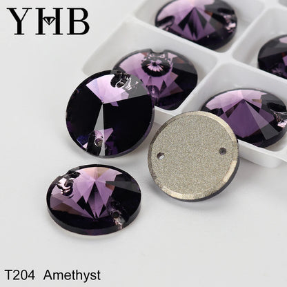 Strass à coudre YHB Crystal Rivoli – Pierres à coudre plates en verre pour vêtements, sacs et artisanat de bricolage
