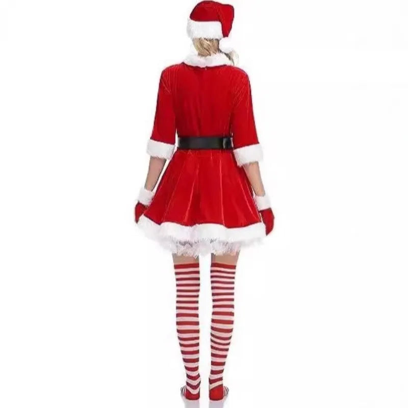 Women's Christmas Santa Claus Costume, Adult Holiday Cosplay Outfit, Festive Xmas Party Dress-Up Clothing for Christmas Celebrations, Costume Parties and Seasonal Events
