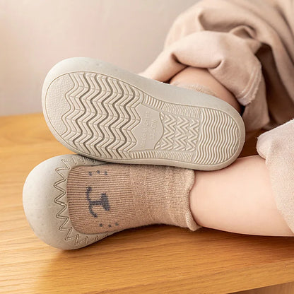 Zapatos y calcetines primeros pasos para bebés – Bonitas zapatillas de dibujos animados para bebés con suela de goma suave para niños y niñas