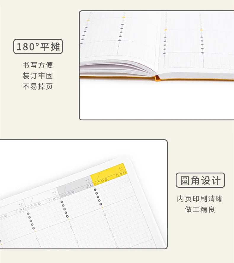 Kinbor Undated Weekly Planner – Portable Daily, Monthly & Schedule Journal Notebook