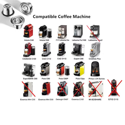 Capsules de café Nespresso réutilisables – Dosettes filtrantes à espresso en acier inoxydable, capsules de café Crema rechargeables avec design amélioré pour machine à café domestique