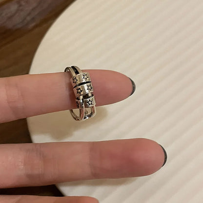 Anillo Ajustable Vintage Cruz y Estrella Irregular – Anillo Abierto Gótico Punk Plateado para Pareja, Hombre y Mujer | Joyería de Regalo Y2K E-Girl