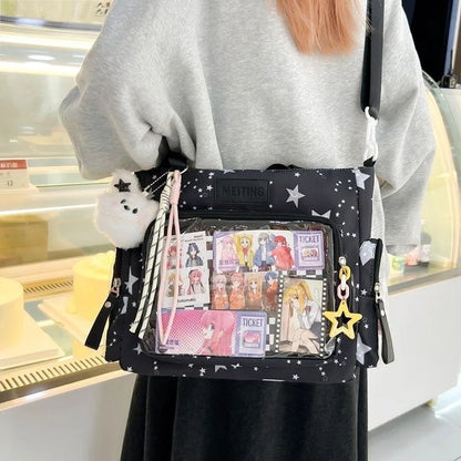 Bolsa Ita Japonesa Y2K para Mujer – Bonito Bolso de Hombro Transparente Lolita, Bolso Cruzado Grande de Exhibición DIY, Cartera de Moda Kawaii para la Escuela, Viajes y Uso Diario