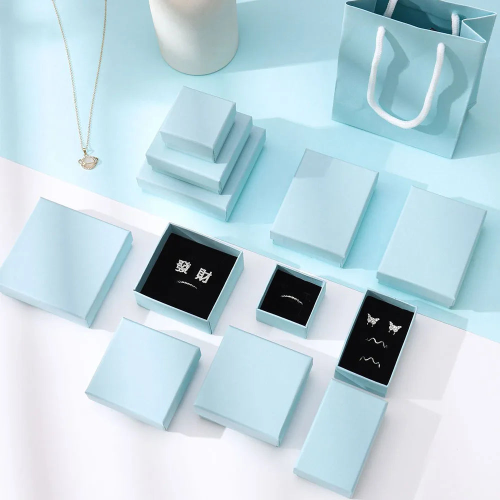 12PCS Paper Jewelry Gift Boxes for Rings, Earrings, Bracelets & Necklaces – Black & Gray Display Cases
